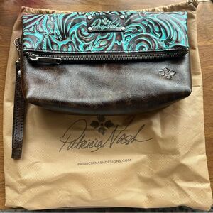 Patricia Nash Valerie Turquoise leather Clutch